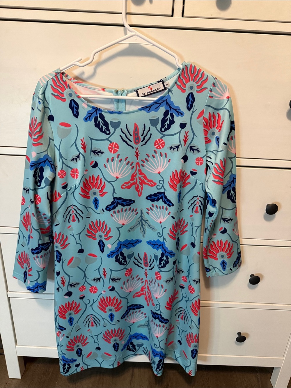 CK Bradley Floral-Print‎ Aqua Midi Dress